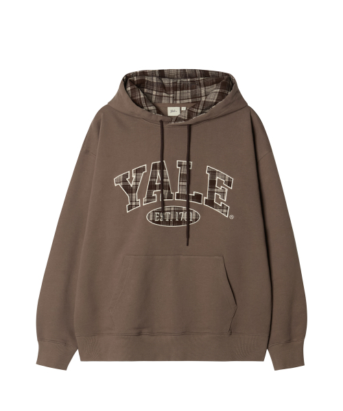 YALE(イェール)の「チェックツートンアーチフード_ブラウン(パーカー・レディース・その他・SMALL/MEDIUM/LARGE/X-LARGE)」の1枚目の写真