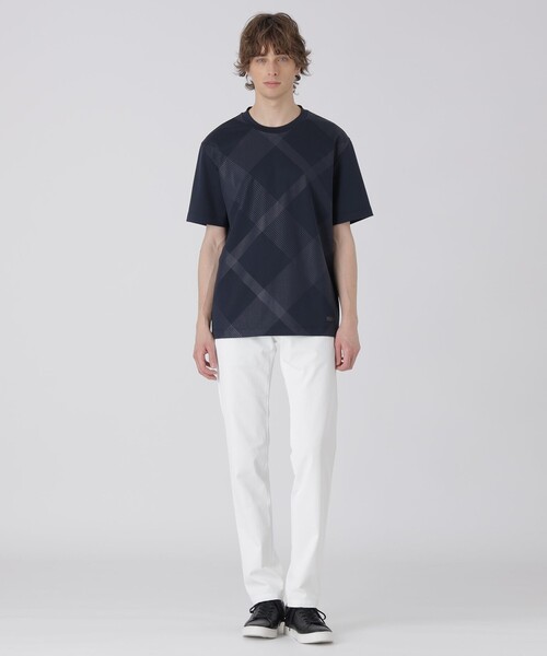 ハイストレッチシャドーチェックTシャツ（Tシャツ/カットソー）｜BLACK