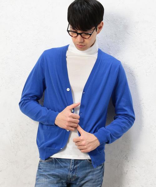 green label relaxing（グリーンレーベルリラクシング）の「KT ◎BASIC HI/G Vネックカーディガン 16G◆（カーディガン/ボレロ・メンズ・グレー/レッド/ロイヤルブルー/ネイビー・MEDIUM/X-LARGE/LARGE/SMALL）」の3枚目の写真