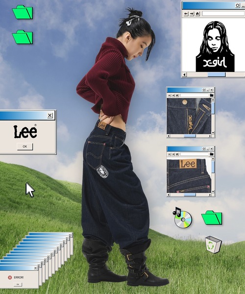 Lee(リー)の「X-girl x Lee TUCK WIDE DENIM PANTS(デニムパンツ・レディース・ライトインディゴブルー/インディゴブルー・S/M)」の18枚目の写真