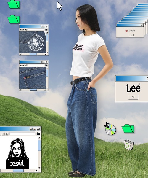 Lee(リー)の「X-girl x Lee TUCK WIDE DENIM PANTS(デニムパンツ・レディース・ライトインディゴブルー/インディゴブルー・S/M)」の20枚目の写真