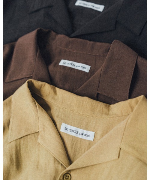 LE CERCLE par rope'(ルセルクルパーロペ)の「リネンブレンドハーフスリーブシャツ/セットアップ対応(シャツ/ブラウス・メンズ・ベージュ/チャコールグレー/ブラウン系その他・M/S/LL/L)」の5枚目の写真