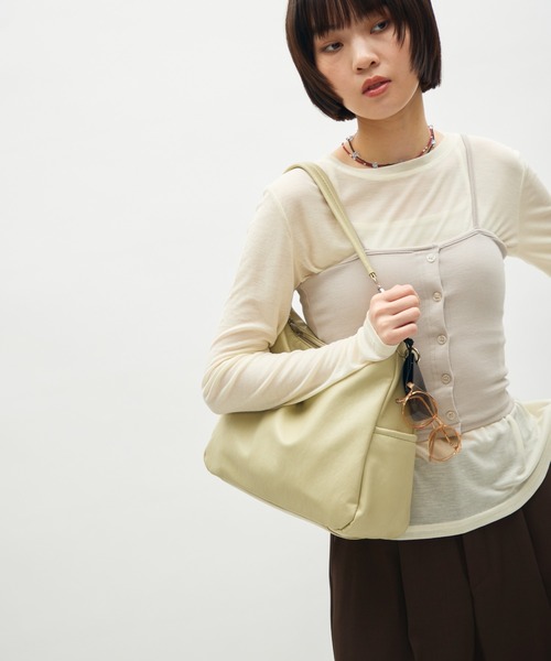 full/fill.(フルフィル)の「side pocket two handle bag / サイドポケット2ハンドルバッグ(ショルダーバッグ・レディース・ブラック/グリーン・FREE)」の17枚目の写真