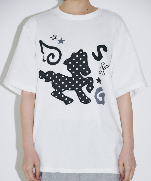 SLEEKGLOW（スリック グロウ）の「ドットポニーアップリケTシャツ[ホワイト]（Tシャツ/カットソー・レディース・その他・FREE）」の7枚目の写真