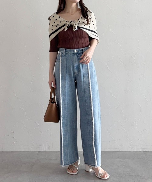 mysty woman（ミスティウーマン）の「フリンジデザインデニムパンツ　826865（デニムパンツ・レディース・インディゴブルー/ライトブルー・SMALL/MEDIUM）」の19枚目の写真