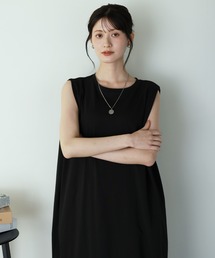 【接触冷感/吸水速乾/UV加工】ショルダータックカットソーワンピース