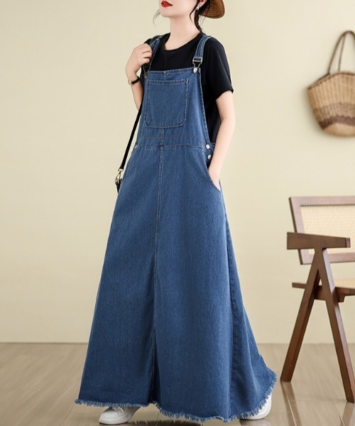FAVORITO(ファヴォリート)の「ロングデニムワンピース(ワンピース・レディース・ブルー・S/M/L/XL)」の2枚目の写真
