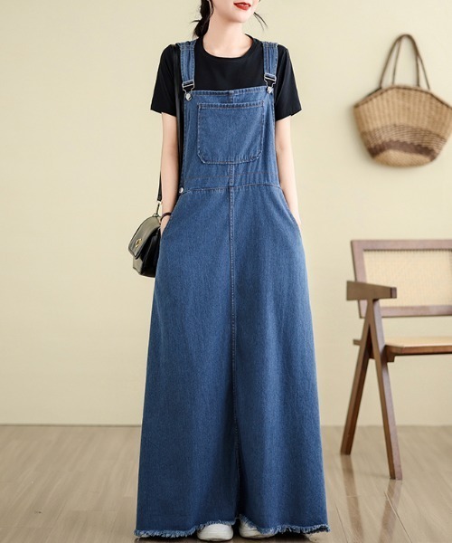 FAVORITO(ファヴォリート)の「ロングデニムワンピース(ワンピース・レディース・ブルー・S/M/L/XL)」の3枚目の写真