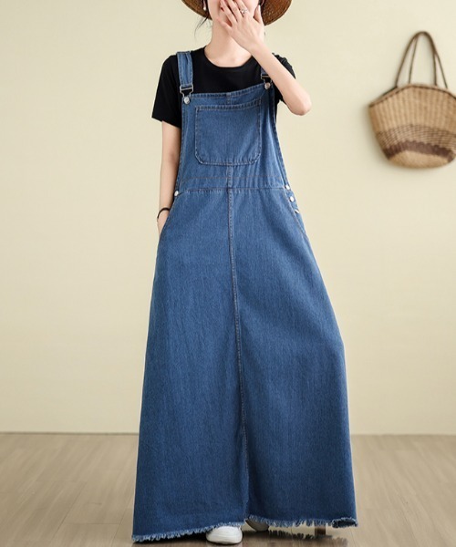 FAVORITO(ファヴォリート)の「ロングデニムワンピース(ワンピース・レディース・ブルー・S/M/L/XL)」の4枚目の写真