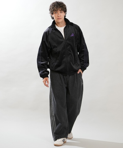 adidas(アディダス)の「adidas/アディダス ロングパンツ デニム トラックパンツ Gパン スタジアム オーバーサイズフィット デニム フルレングス オープンヘム トラックパンツ セットアップ対応 M1919(デニムパンツ・メンズ・ライトインディゴブルー/ブラック・M/L/XL)」の4枚目の写真