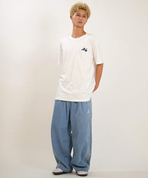 adidas(アディダス)の「adidas/アディダス ロングパンツ デニム トラックパンツ Gパン スタジアム オーバーサイズフィット デニム フルレングス オープンヘム トラックパンツ セットアップ対応 M1919(デニムパンツ・メンズ・ライトインディゴブルー/ブラック・M/L/XL)」の11枚目の写真