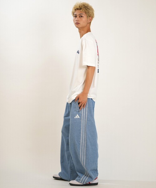 adidas(アディダス)の「adidas/アディダス ロングパンツ デニム トラックパンツ Gパン スタジアム オーバーサイズフィット デニム フルレングス オープンヘム トラックパンツ セットアップ対応 M1919(デニムパンツ・メンズ・ライトインディゴブルー/ブラック・M/L/XL)」の12枚目の写真
