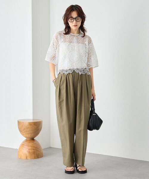 RIVE DROITE(リヴドロワ)の「【主役級ブラウス】スカラップレースブラウス (夏服/半袖/シアートップス)(シャツ/ブラウス・レディース・ブラック/ホワイト・FREE)」の4枚目の写真