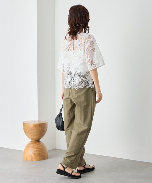 RIVE DROITE(リヴドロワ)の「【主役級ブラウス】スカラップレースブラウス (夏服/半袖/シアートップス)(シャツ/ブラウス・レディース・ブラック/ホワイト・FREE)」の6枚目の写真