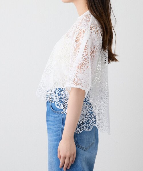 RIVE DROITE(リヴドロワ)の「【主役級ブラウス】スカラップレースブラウス (夏服/半袖/シアートップス)(シャツ/ブラウス・レディース・ブラック/ホワイト・FREE)」の11枚目の写真