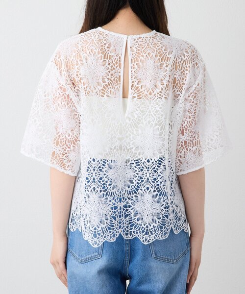 RIVE DROITE(リヴドロワ)の「【主役級ブラウス】スカラップレースブラウス (夏服/半袖/シアートップス)(シャツ/ブラウス・レディース・ブラック/ホワイト・FREE)」の12枚目の写真