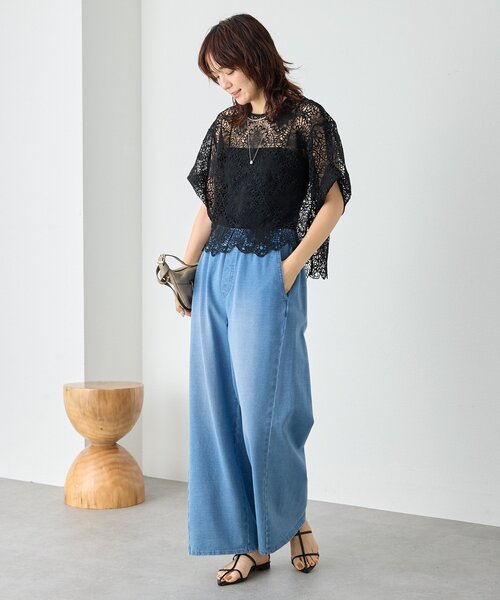 RIVE DROITE(リヴドロワ)の「【主役級ブラウス】スカラップレースブラウス (夏服/半袖/シアートップス)(シャツ/ブラウス・レディース・ブラック/ホワイト・FREE)」の21枚目の写真