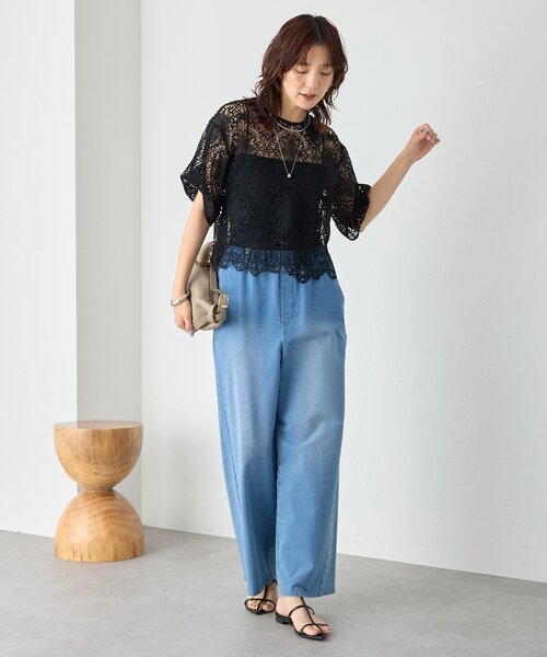 RIVE DROITE(リヴドロワ)の「【主役級ブラウス】スカラップレースブラウス (夏服/半袖/シアートップス)(シャツ/ブラウス・レディース・ブラック/ホワイト・FREE)」の22枚目の写真