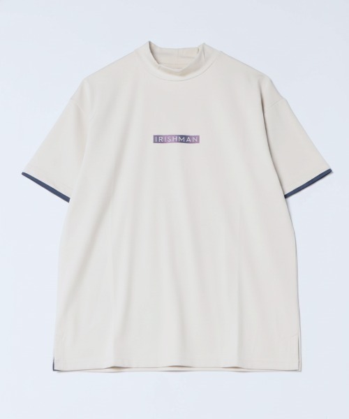 IRISHMAN(アイリッシュマン)の「【IRISHMAN/アイリッシュマン】【AURORA REFLECT】signature logo mock neck pullover / 光るモックネックプルオーバー バックプリント Tシャツ(UNISEX)(Tシャツ/カットソー・メンズ・ライトグレー/ベージュ/グレー・MEDIUM/LARGE/X-LARGE/SMALL)」の1枚目の写真