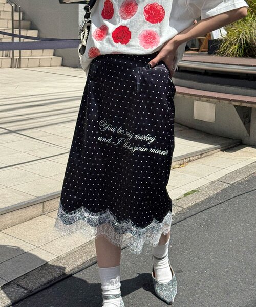 CIAOPANIC(チャオパニック)の「ドット柄サテン刺繍Iラインスカート(スカート・レディース・ブラック/ホワイト/ブルー・ONE SIZE)」の21枚目の写真