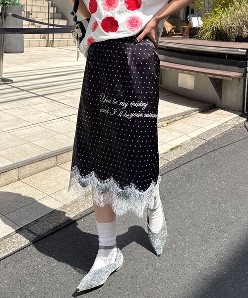 CIAOPANIC(チャオパニック)の「ドット柄サテン刺繍Iラインスカート(スカート・レディース・ブラック/ホワイト/ブルー・ONE SIZE)」の20枚目の写真