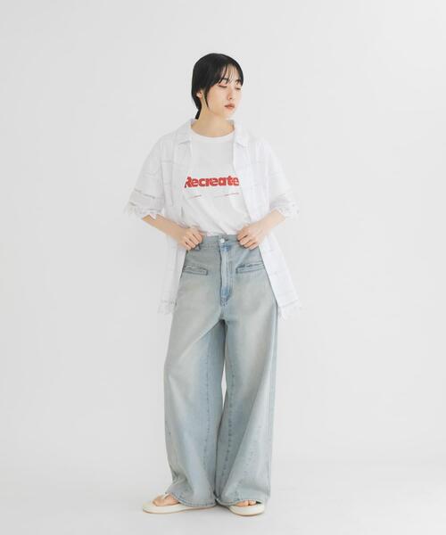 KBF(ケイビーエフ)の「ロゴプリントTEE(Tシャツ/カットソー・レディース・アイボリー/オフホワイト/チャコールグレー・ONE)」の6枚目の写真