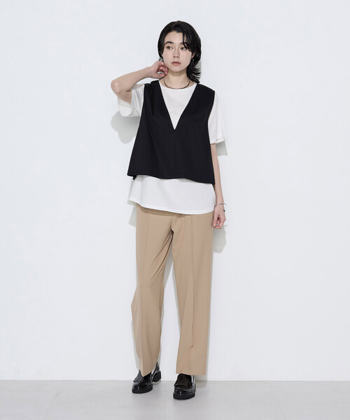 COMME CA(コムサ)の「〔 TALLサイズ 〕 スーピマコットンポンチセットTシャツ(Tシャツ/カットソー・レディース・チャコール/ブラック・15号)」の3枚目の写真