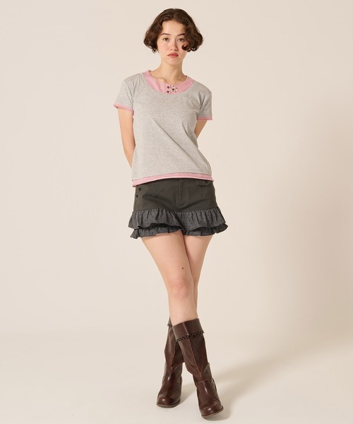 TINA:JOJUN(ティーナジョジュン)の「ドット フリル ティアード ショートパンツ TINA:JOJUN(その他パンツ・レディース・ネイビー/グレー・S/M)」の7枚目の写真