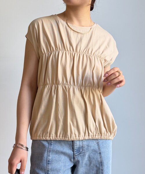 Jena espace merveilleux(ジェナ エスパスメルヴェイユ)の「【PalinkA/パリンカ】フロントギャザーカットソー(Tシャツ/カットソー・レディース・ベージュ/チャコールグレー/アイボリー・FREE)」の1枚目の写真
