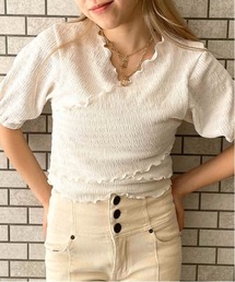 カシュクールレイヤードプルオーバー