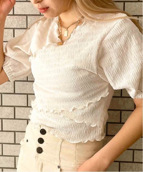 GORGE(ゴージ)の「カシュクールレイヤードプルオーバー(Tシャツ/カットソー・レディース・アイボリー・F)」の2枚目の写真