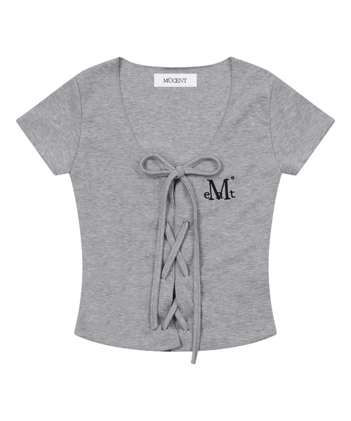 MUCENT(ムセント)の「【日本未発売/WEB限定】MUCENT(ムセント)/ルケ アイレット レースアップ コルセット 半袖 Tシャツ/LUKE EYELET LACE-UP CORSET HALF T(Tシャツ/カットソー・レディース・グレー/ホワイト・FREE)」の8枚目の写真