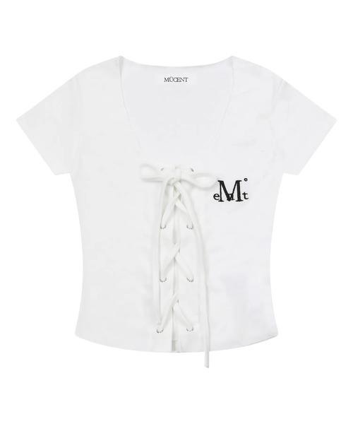 MUCENT(ムセント)の「【日本未発売/WEB限定】MUCENT(ムセント)/ルケ アイレット レースアップ コルセット 半袖 Tシャツ/LUKE EYELET LACE-UP CORSET HALF T(Tシャツ/カットソー・レディース・グレー/ホワイト・FREE)」の4枚目の写真