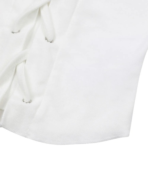 MUCENT(ムセント)の「【日本未発売/WEB限定】MUCENT(ムセント)/ルケ アイレット レースアップ コルセット 半袖 Tシャツ/LUKE EYELET LACE-UP CORSET HALF T(Tシャツ/カットソー・レディース・グレー/ホワイト・FREE)」の7枚目の写真
