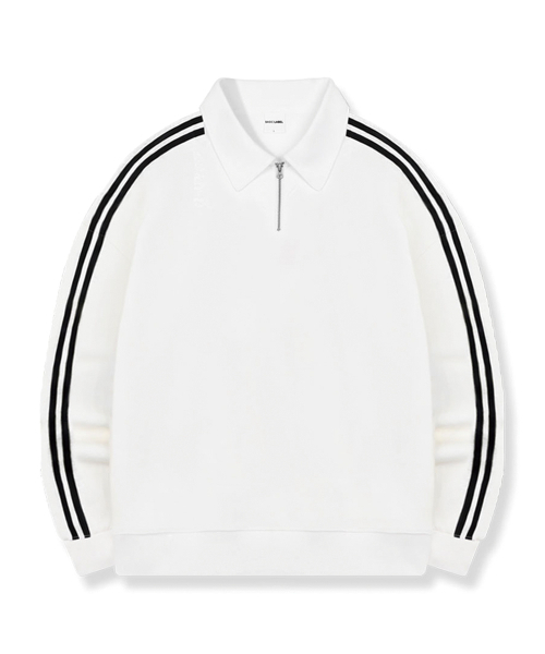 BASIC LABEL（ベーシックラベル）の「Kit Oversized fit track collar half zip-up sweatshirt 2 Color [BLBM_6501]（スウェット・レディース・ホワイト/ブラック・SMALL/MEDIUM/LARGE/X-LARGE）」の3枚目の写真
