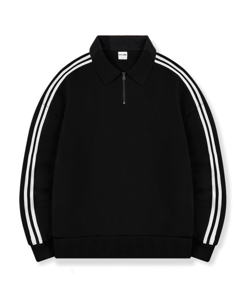 BASIC LABEL（ベーシックラベル）の「Kit Oversized fit track collar half zip-up sweatshirt 2 Color [BLBM_6501]（スウェット・レディース・ホワイト/ブラック・SMALL/MEDIUM/LARGE/X-LARGE）」の4枚目の写真