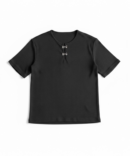 Otte（オッテ）の「フロントホックスリットネックトップス（Tシャツ/カットソー・メンズ・ブラック/グレー・X-LARGE/LARGE/MEDIUM）」の14枚目の写真