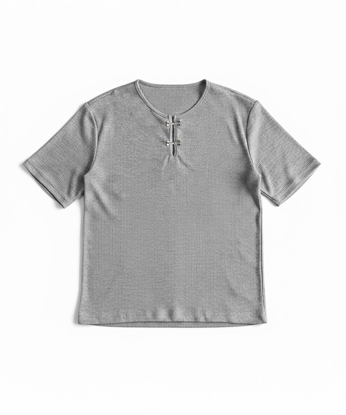 Otte（オッテ）の「フロントホックスリットネックトップス（Tシャツ/カットソー・メンズ・ブラック/グレー・X-LARGE/LARGE/MEDIUM）」の15枚目の写真