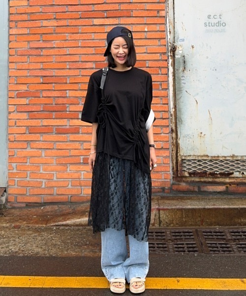 FAVORITO(ファヴォリート)の「切り替えレースTEEワンピース(ワンピース・レディース・ホワイト/ブラック・F)」の18枚目の写真