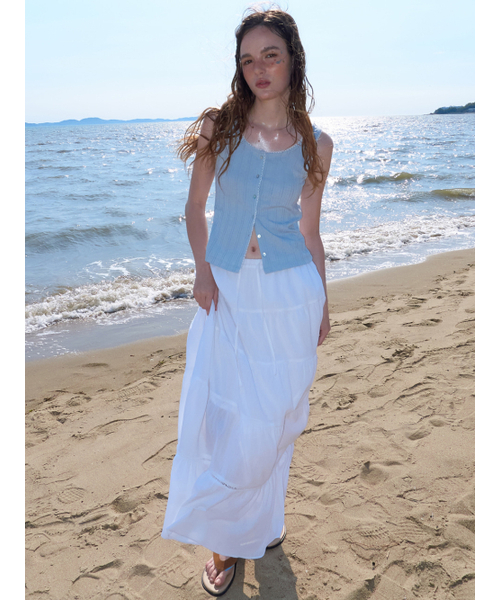 ETMON(エトモン)の「Lace-Trim Button Sleeveless, Light Blue(Tシャツ/カットソー・レディース・その他・F)」の3枚目の写真