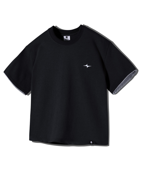 GHOST REPUBLIC(ゴーストリパブリック)の「クロップストライプ配色ロールアップ半袖Tシャツ GT-392_ブラック(Tシャツ/カットソー・レディース・ブラック・X-LARGE/LARGE/MEDIUM)」の11枚目の写真