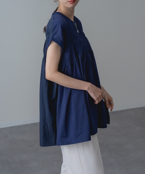 refinedworks(リファインドワークス)の「【refinedworks】異素材 ドッキング プルオーバー!(Tシャツ/カットソー・レディース・ネイビー/ブラック・FREE)」の6枚目の写真