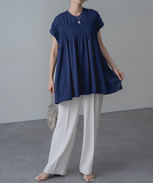refinedworks(リファインドワークス)の「【refinedworks】異素材 ドッキング プルオーバー!(Tシャツ/カットソー・レディース・ネイビー/ブラック・FREE)」の13枚目の写真