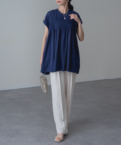 refinedworks(リファインドワークス)の「【refinedworks】異素材 ドッキング プルオーバー!(Tシャツ/カットソー・レディース・ネイビー/ブラック・FREE)」の14枚目の写真