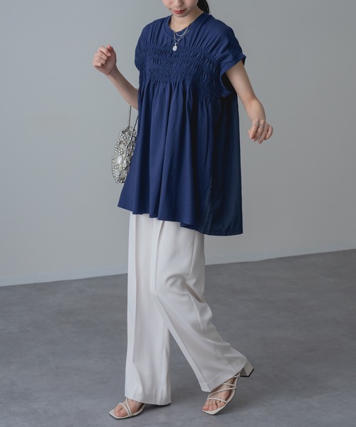 refinedworks(リファインドワークス)の「【refinedworks】異素材 ドッキング プルオーバー!(Tシャツ/カットソー・レディース・ネイビー/ブラック・FREE)」の15枚目の写真