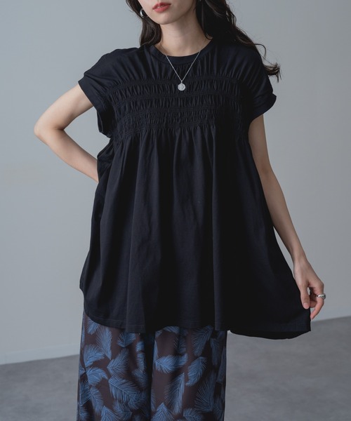 refinedworks(リファインドワークス)の「【refinedworks】異素材 ドッキング プルオーバー!(Tシャツ/カットソー・レディース・ネイビー/ブラック・FREE)」の8枚目の写真