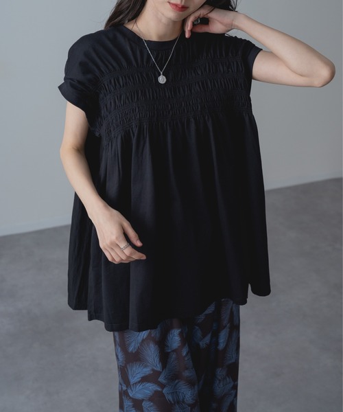 refinedworks(リファインドワークス)の「【refinedworks】異素材 ドッキング プルオーバー!(Tシャツ/カットソー・レディース・ネイビー/ブラック・FREE)」の9枚目の写真