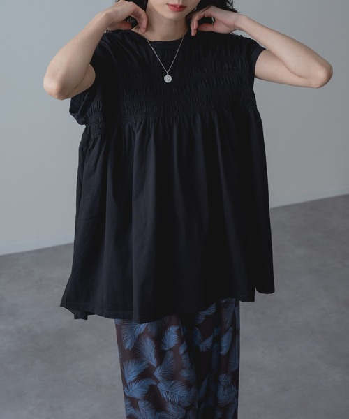 refinedworks(リファインドワークス)の「【refinedworks】異素材 ドッキング プルオーバー!(Tシャツ/カットソー・レディース・ネイビー/ブラック・FREE)」の10枚目の写真