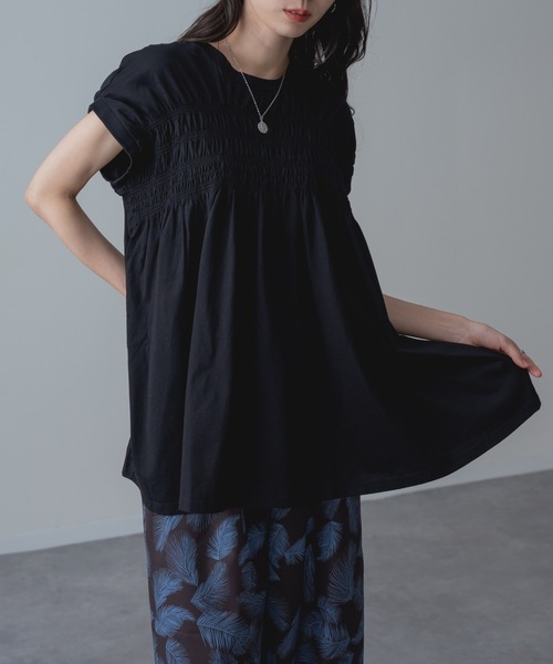 refinedworks(リファインドワークス)の「【refinedworks】異素材 ドッキング プルオーバー!(Tシャツ/カットソー・レディース・ネイビー/ブラック・FREE)」の11枚目の写真
