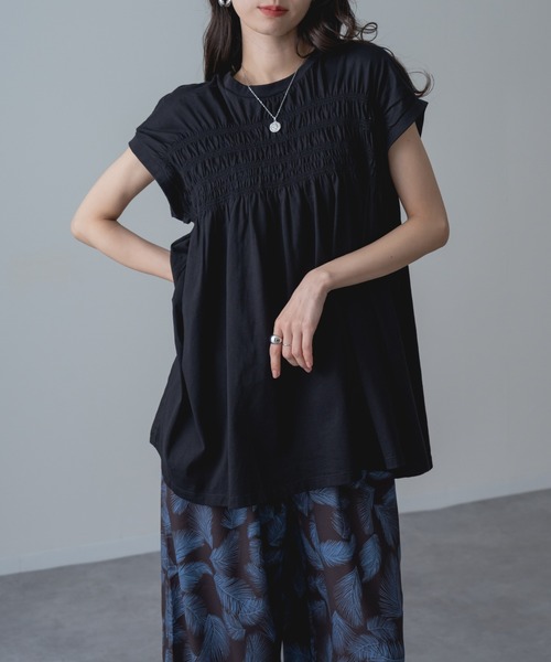 refinedworks(リファインドワークス)の「【refinedworks】異素材 ドッキング プルオーバー!(Tシャツ/カットソー・レディース・ネイビー/ブラック・FREE)」の12枚目の写真